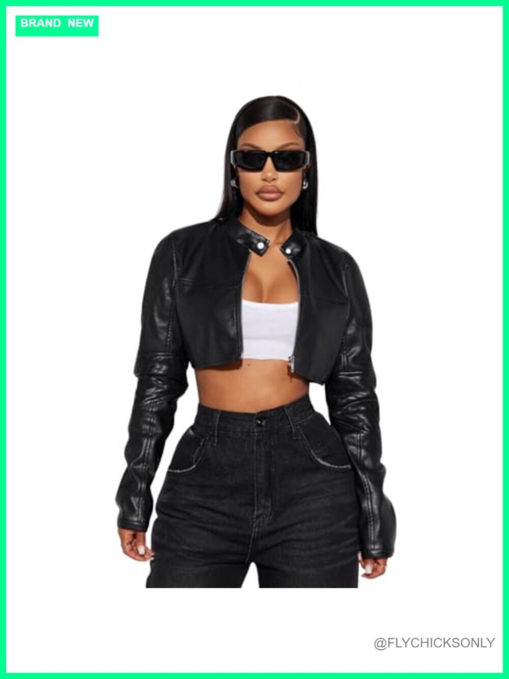 Faux Leather Cropped Bomber Motorcycle Jacket Y2K